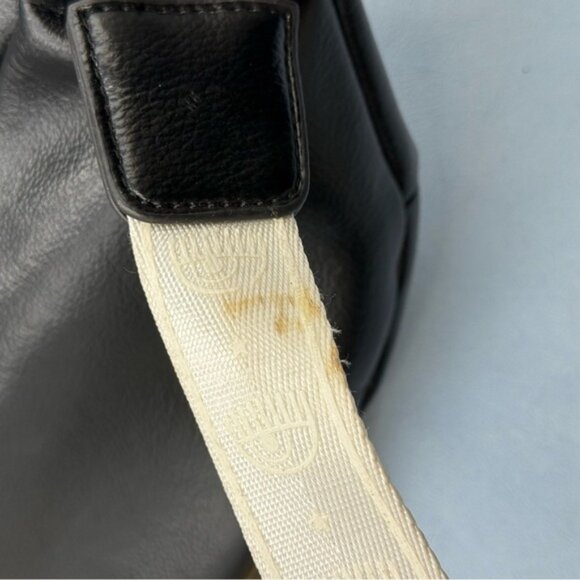 🆕 CHIARA FERRAGNI 🧿 NWOT Eye Star Patch Belt Bag, Black PU Leather White Strap - Picture 15 of 15